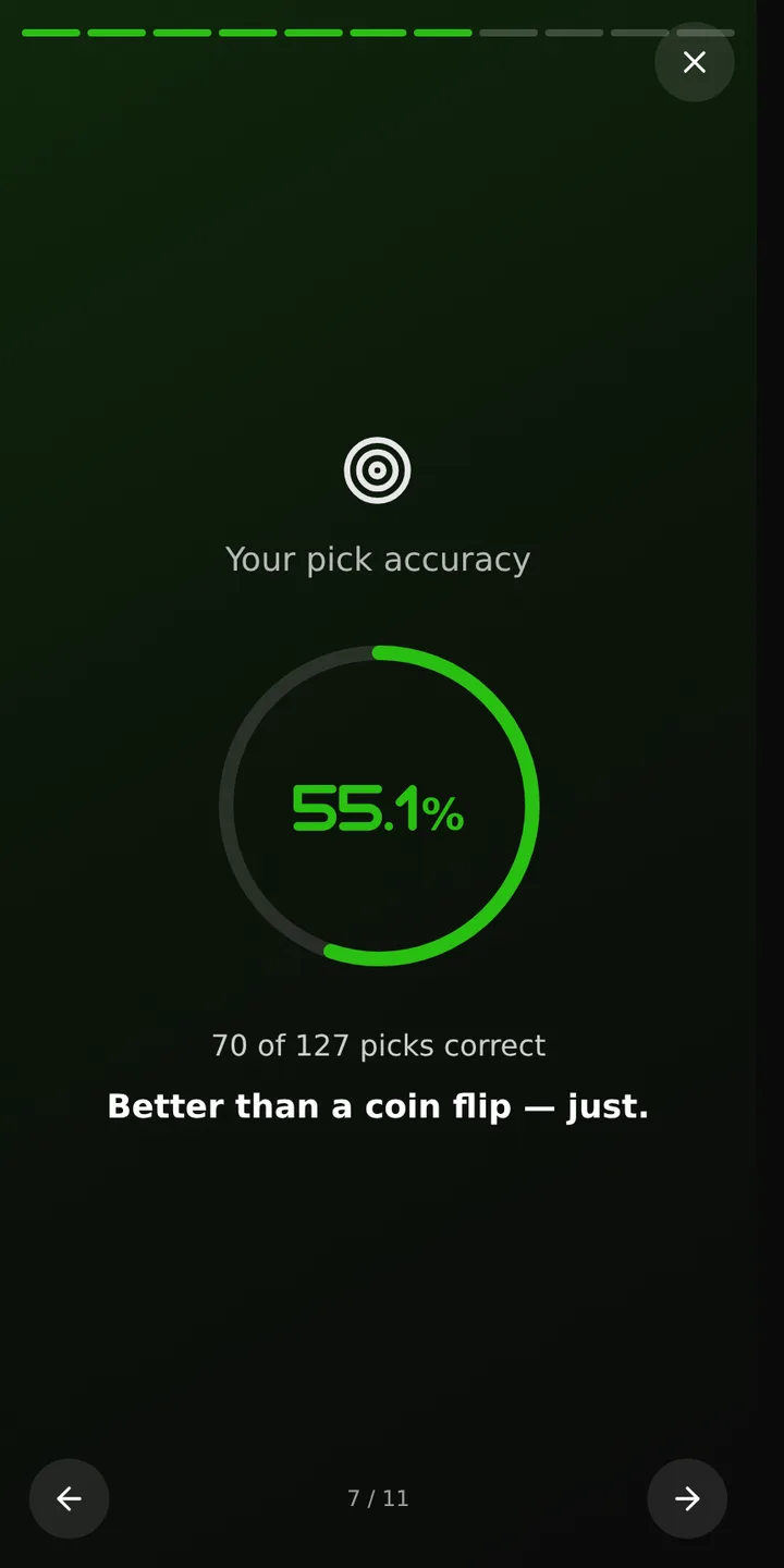 The pick accuracy slide with its animated ring